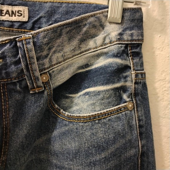 NinoMaxx Jeans Wide Straight Leg Sz 30 DARK BLUE Denim Distress Ripped Thrashed - Picture 5 of 8